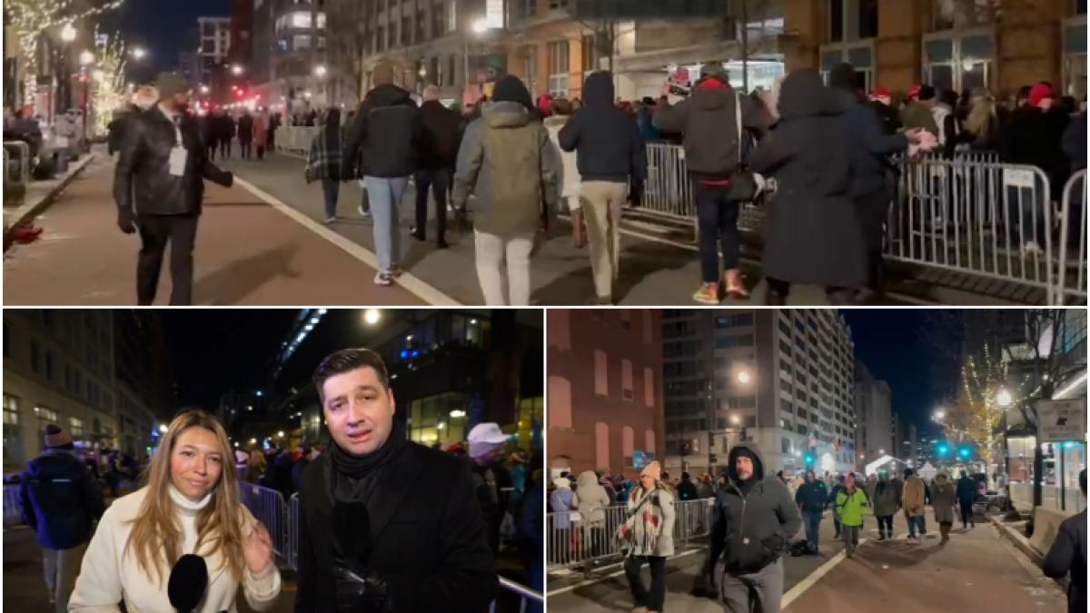 pe un ger de minus 8 grade americanii stau de la 4 dimineata la coada ca sa participe la investirea lui trump