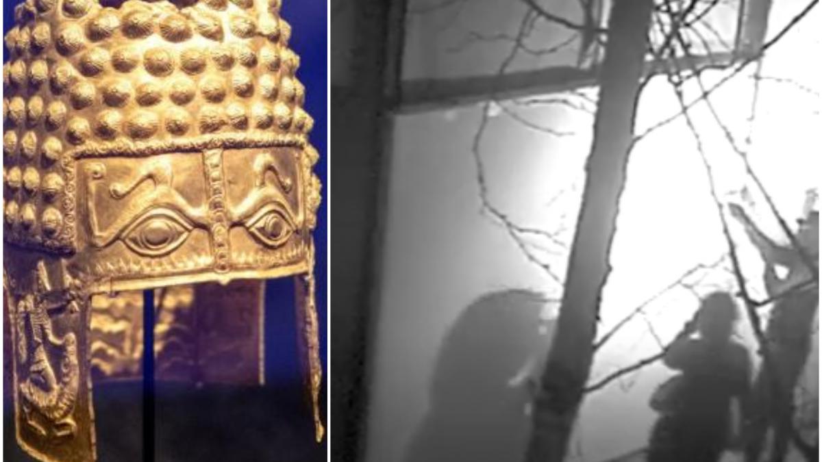 momentul in care cei care au furat tezaurul dacic au aruncat in aer intrarea in muzeul din olanda