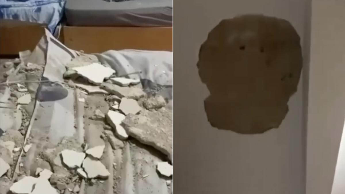 bucati din tavanul recent renovat s au prabusit peste un elev la scoala de politie campina tanarul era in pat a picat peste mine