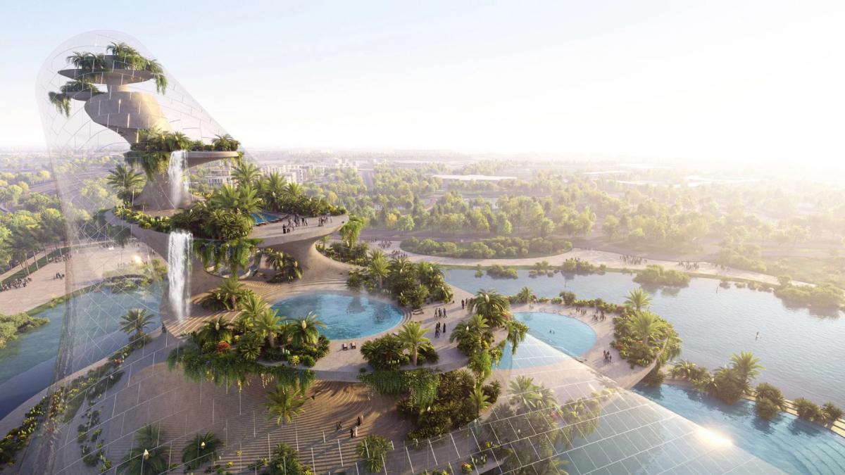 dubai va avea insule in cer cum arata si cand vor fi gata gradinile botanice suspendate cu piscine si cascade cu apa termala