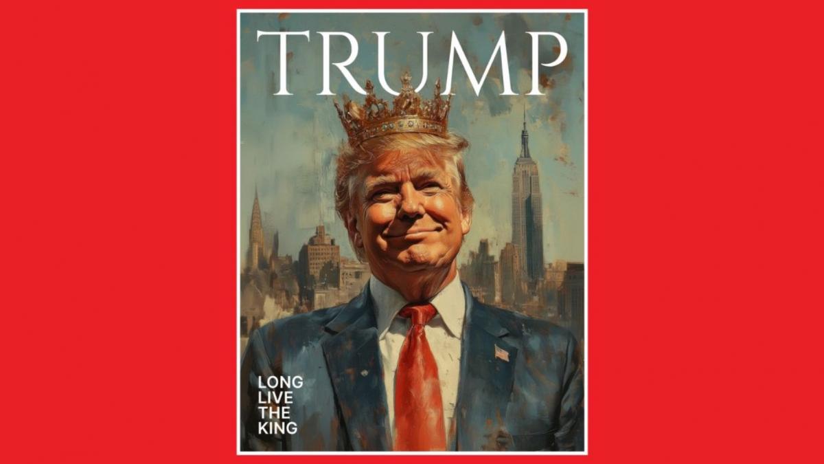 trump se declara rege dupa ce a anulat taxa de congestie in new york pe conturile oficiale ale casei albe poarta coroana