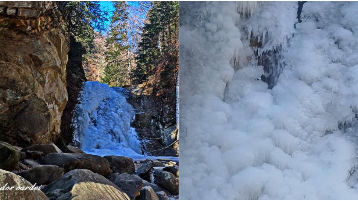 cum arata cascada casoca din buzau complet inghetata imaginile surprinse de un fost padurar au ajuns virale