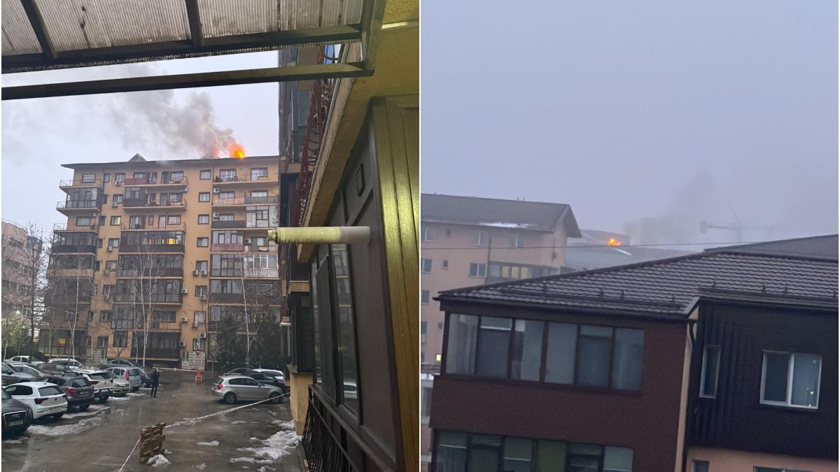 incendiu la un bloc cu opt etaje in bucuresti