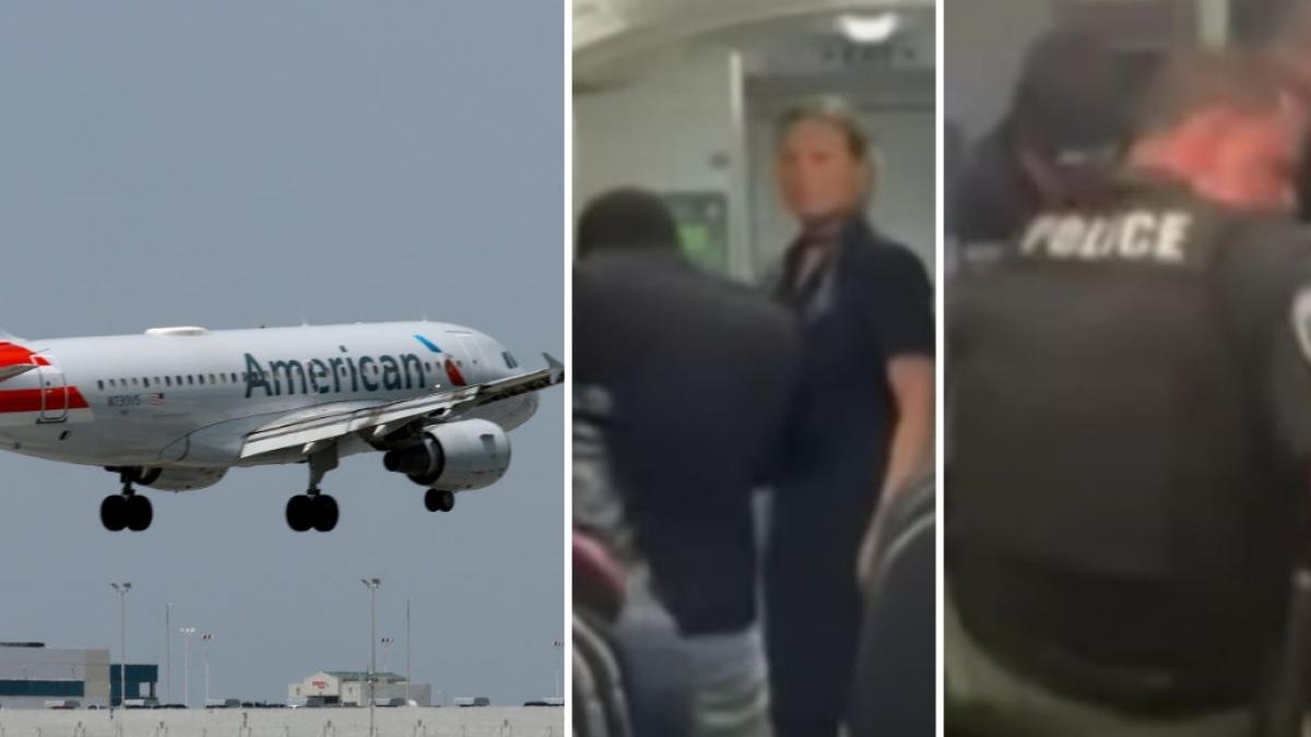 colaj-trei-poze-despre-incident-bizar-la-bordul-unui-avion+American-Airlines