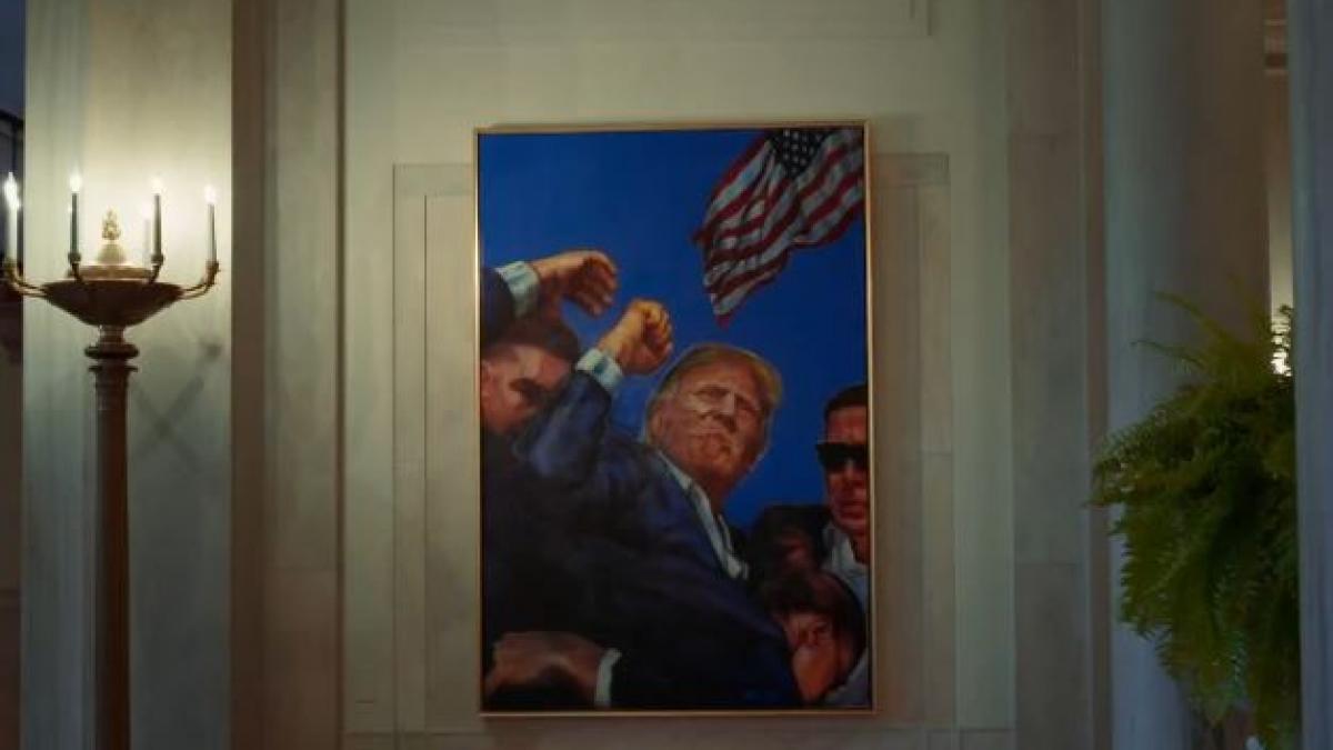 portretul lui obama de la casa alba a fost inlocuit cu o imagine a lui trump din timpul tentativei de asasinat lucrari de arta noi