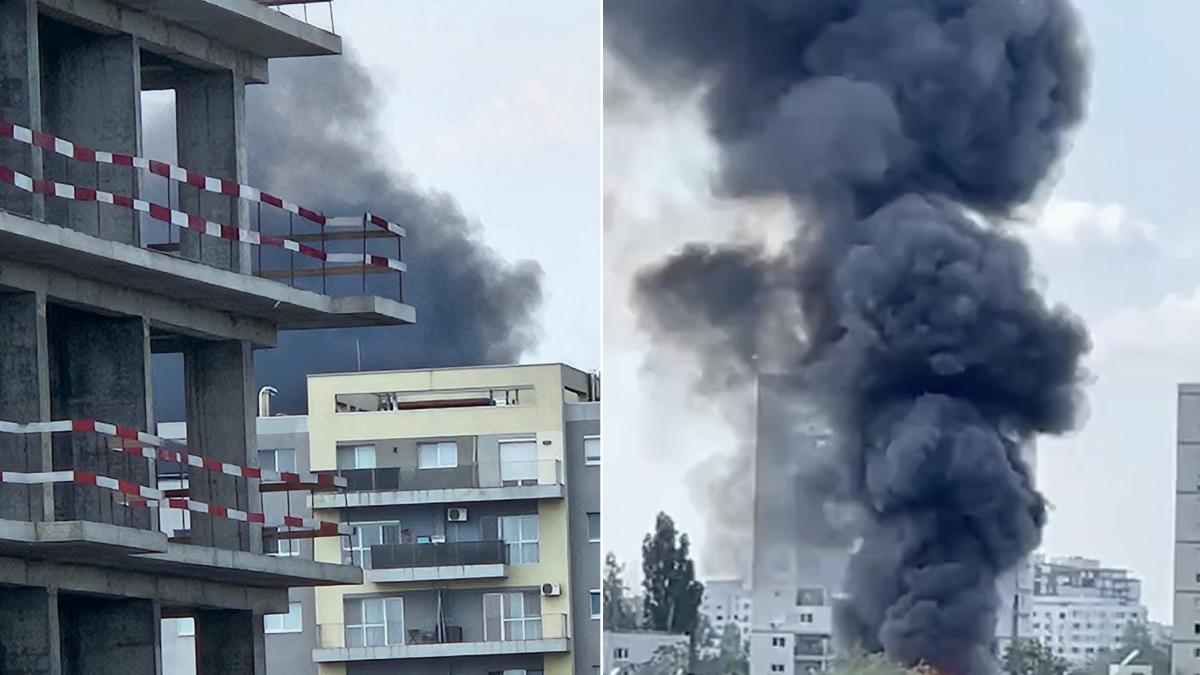 Explozie urmată de un incendiu puternic, în cartierul Titan din București: Flăcări înalte și fum gros într-o zonă de case