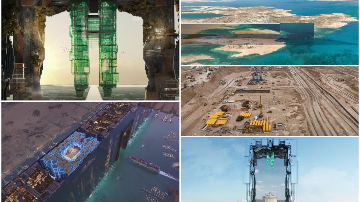 proiectul neon megaorasul din desert inainteaza cu o viteza uluitoare arabii se lauda ca 80 din cea mai complicata parte e facuta