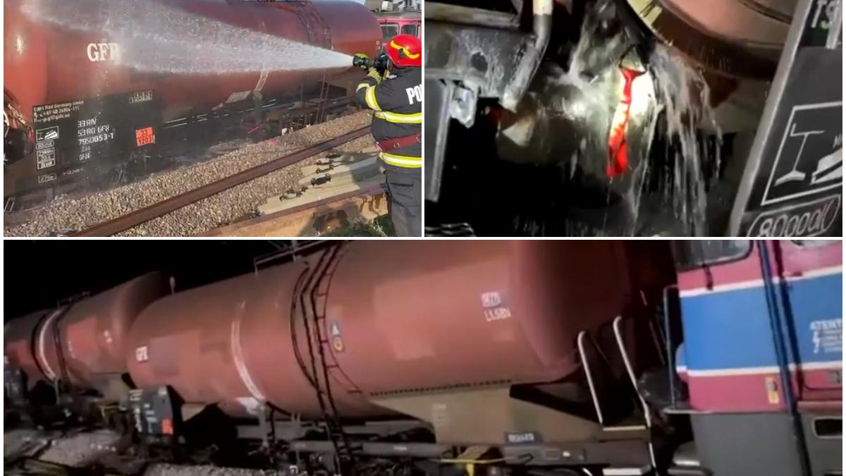 vagoane pline cu benzina au deraiat de pe sine e pericol de explozie traficul feroviar intre craiova si bucuresti e blocat de la 1 30