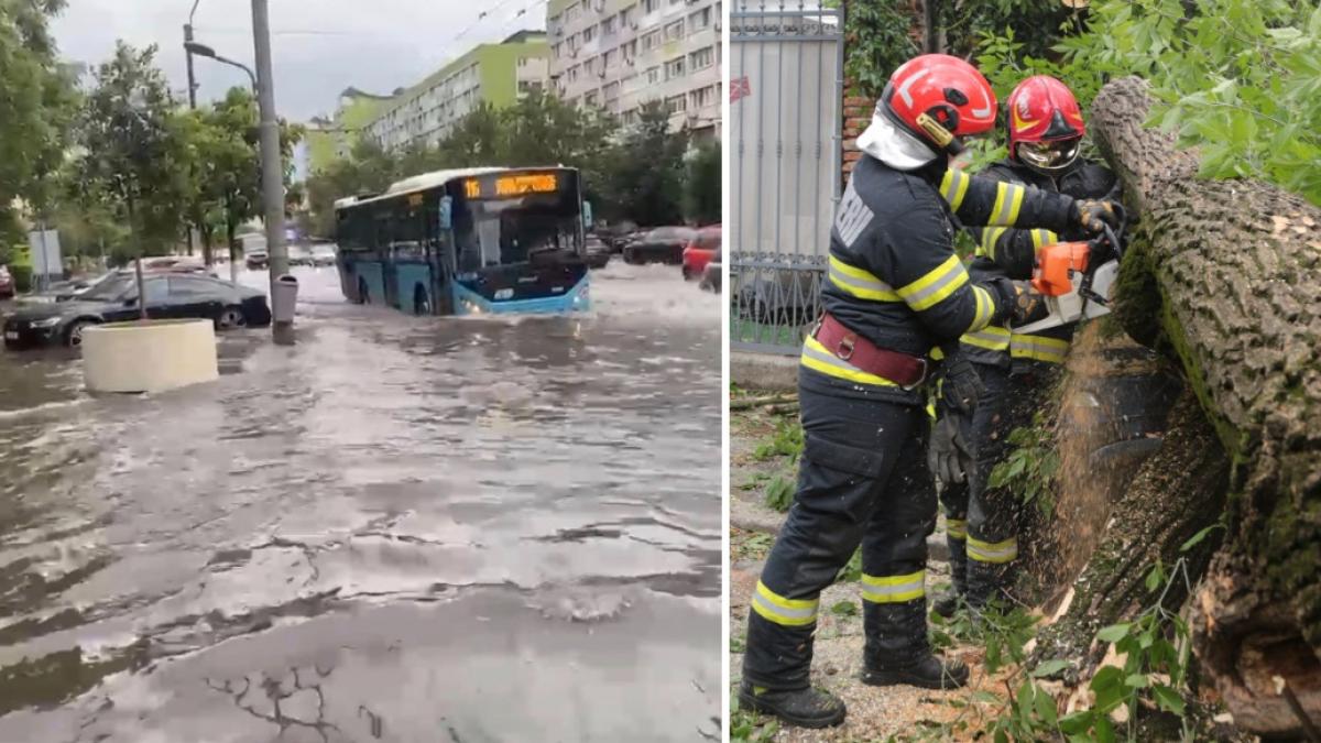 bilantul dezastrului provocat de furtuna din capitala dar si din alte orase copaci cazuti peste masini tunel de la metrou inundat