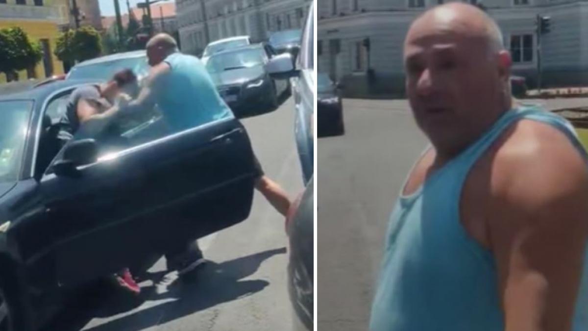 un barbat a fost retinut dupa o bataie in traficul din arad momentul filmat de un martor