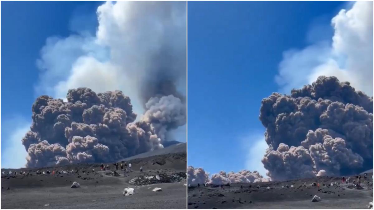 vulcanul etna din sicilia a erupt din nou norul de cenusa a ajuns la 6 000 de metri inaltime