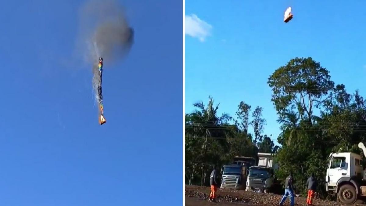 un balon cu aer cald plin cu turisti a luat foc in aer si s a prabusit in brazilia cel putin 8 oameni au murit 2 au supravietuit