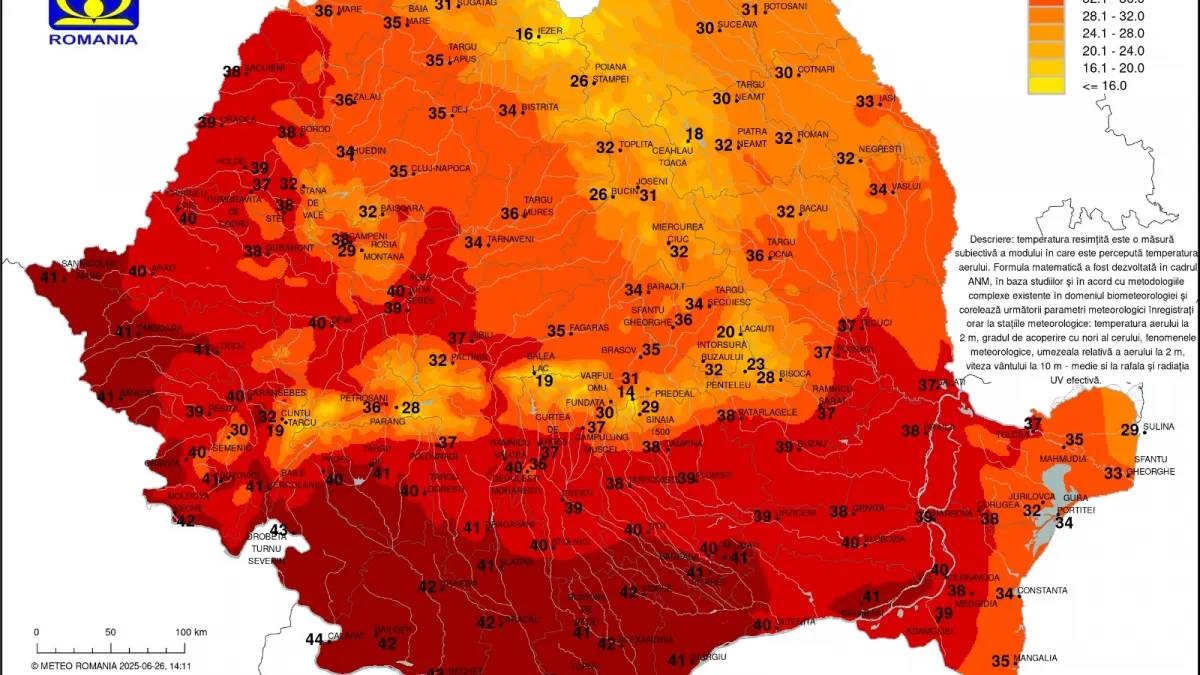 romania se topeste va fi cea mai fierbinte zi de la inceputul valului de canicula temperaturile resimtite vor ajunge la 46 de grade