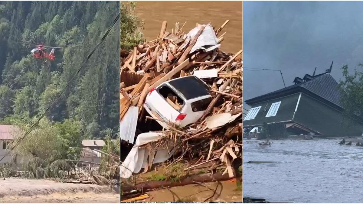 prapad in suceava si neamt oamenii sunt salvati cu elicopterul din casele si masinile maturate de viituri