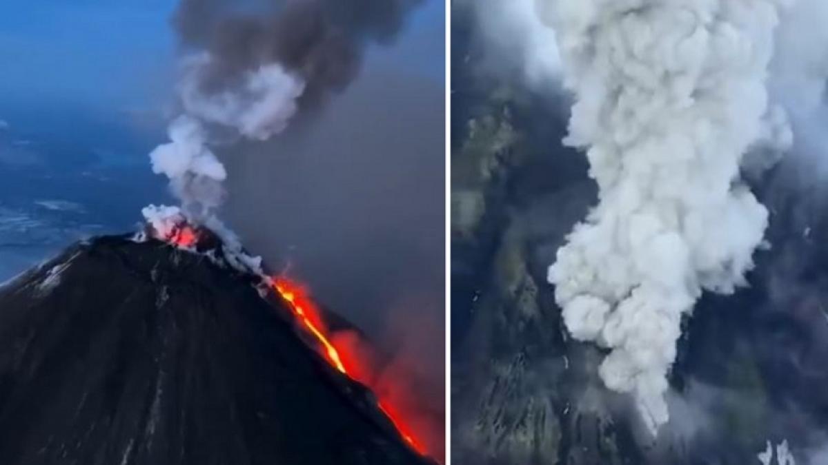 imagini spectaculoase cu un vulcan care a erupt pentru prima data dupa 450 de ani in rusia