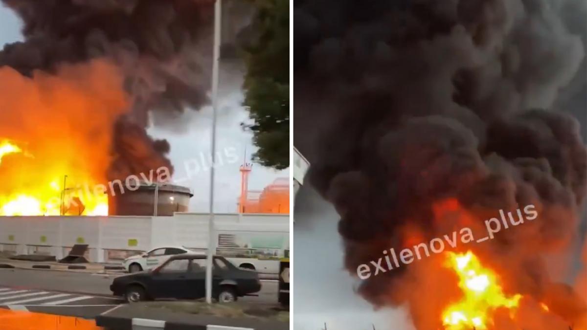 ucraina a atacat cu drone un depozit rusesc de petrol din soci si a provocat un incendiu puternic