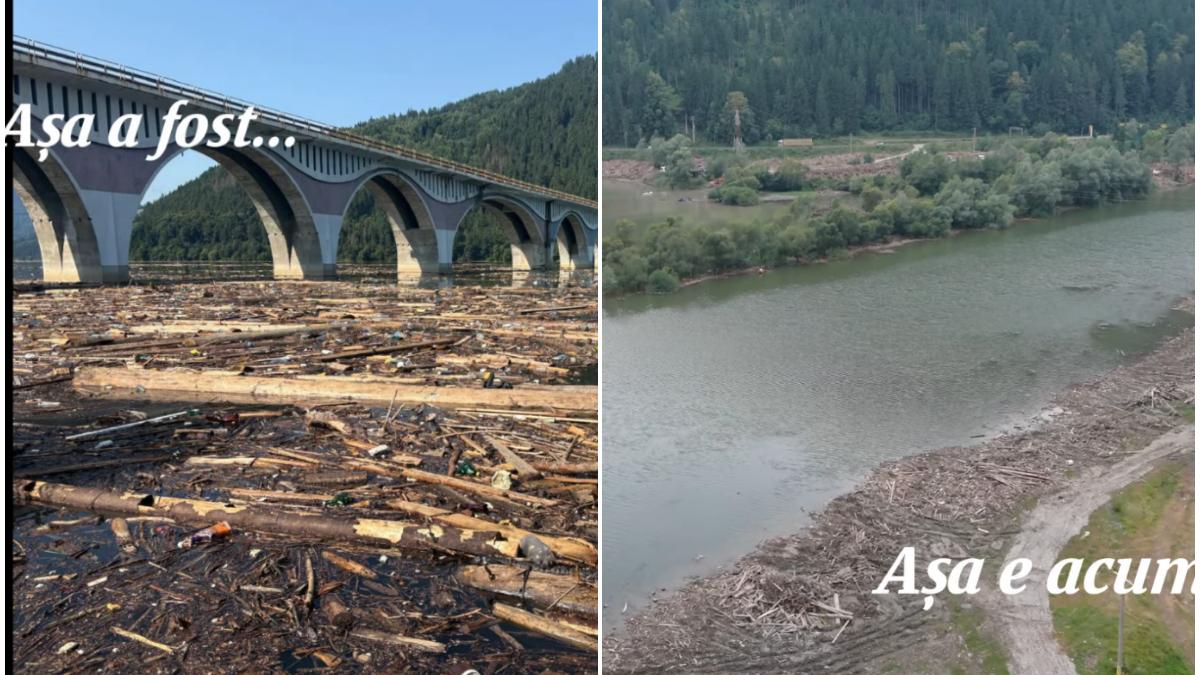 inainte si dupa imagini cu lacul izvorul muntelui la trei saptamani dupa ce a fost acoperit de busteni animale moarte si deseuri