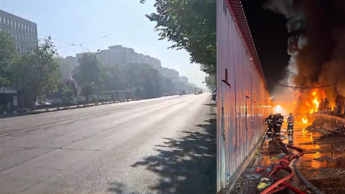 aerul din bucuresti a devenit irespirabil dupa incendiul de la dragonul rosu pe strazile din mai multe sectoare este fum
