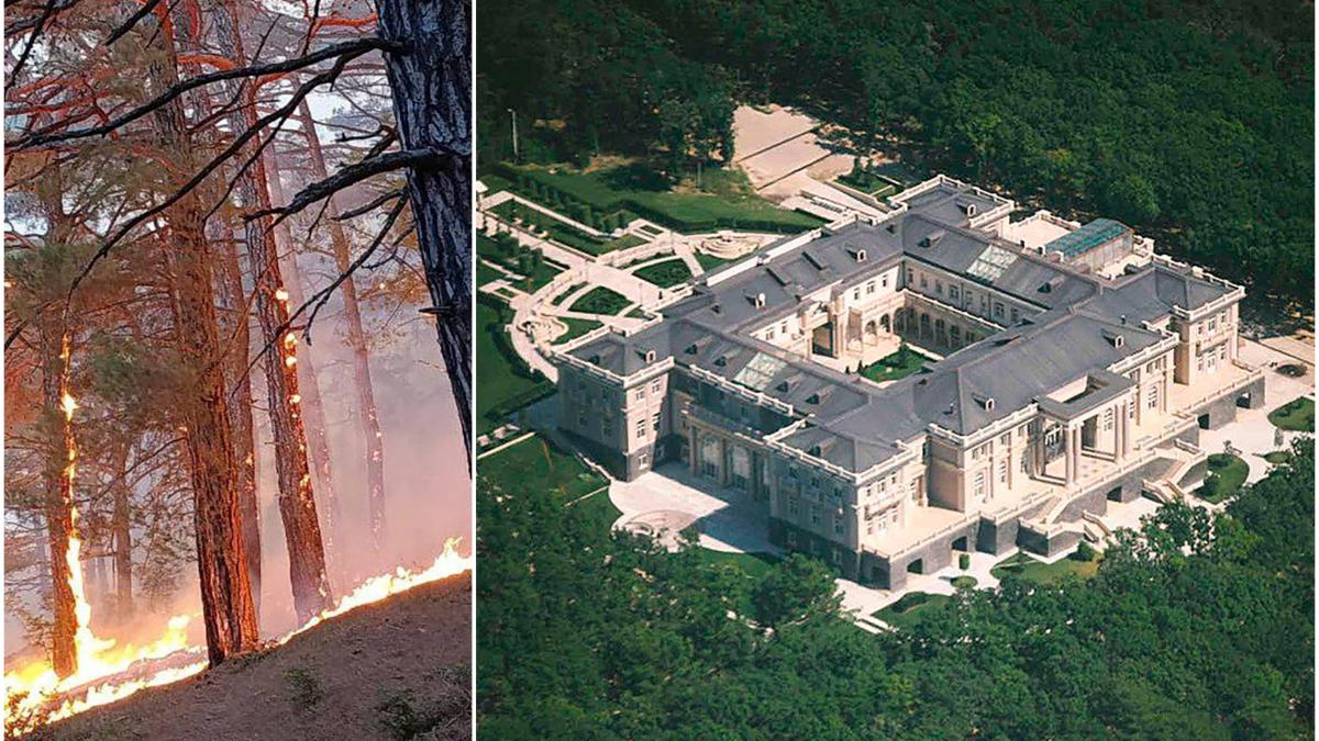 padurea care inconjoara palatul lui putin din krasnodar arde de doua zile peste 400 de pompieri se chinuie sa stinga focul