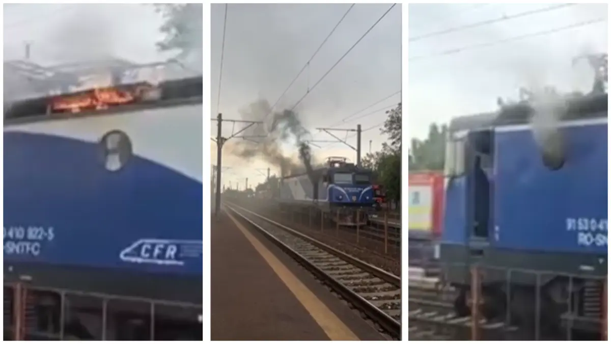 un tren a plecat din gara constanta cu intarziere de o ora si dupa 5 minute s a oprit locomotiva a luat foc