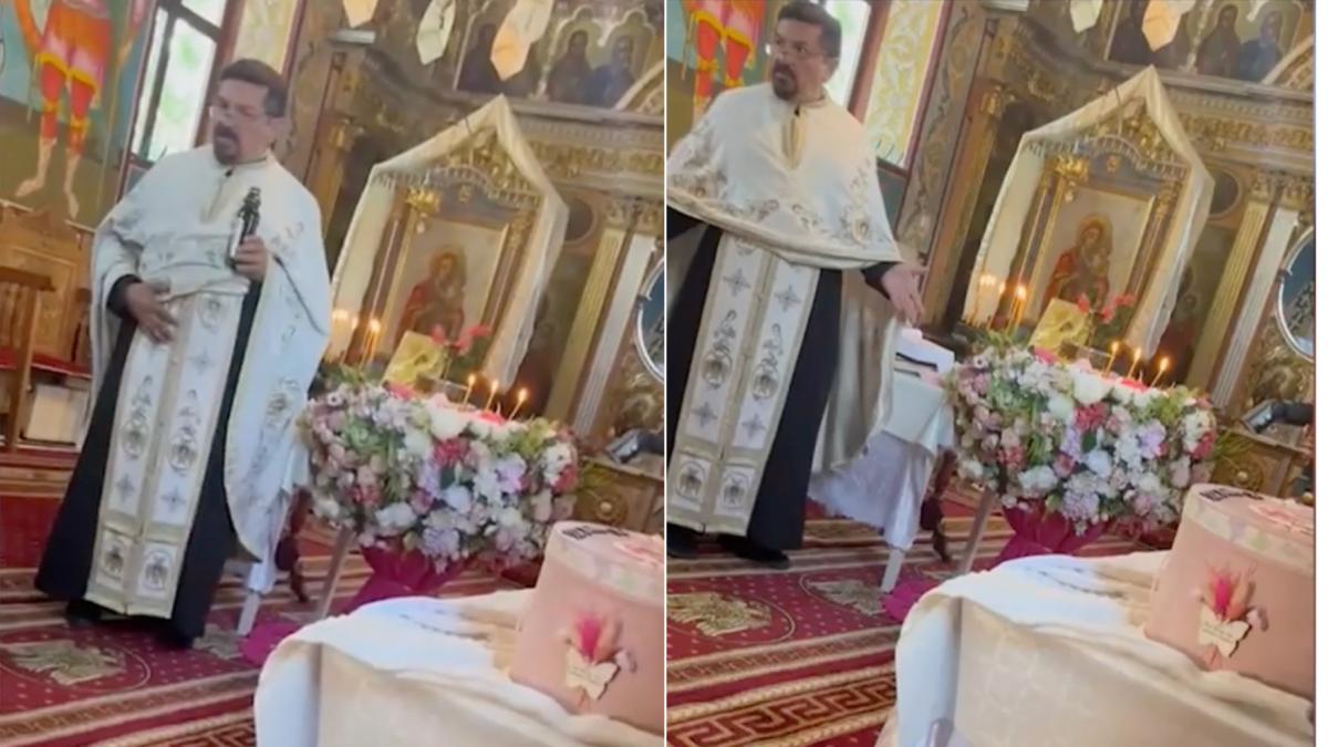 un preot din iasi face scandal in biserica si cearta parintii care au venit cu o fetita sa o boteze dupa ce ca intarziati