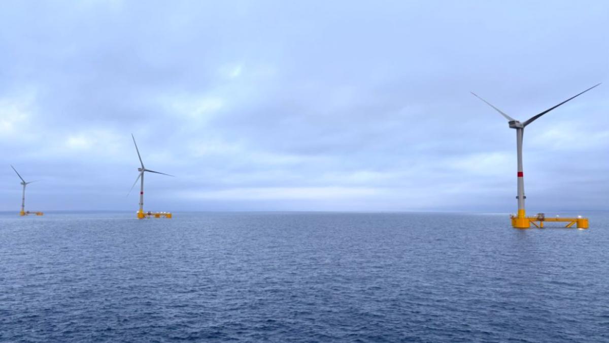 trei turbine asigura energie curata pentru 50 000 de oameni prima ferma eoliana plutitoare din lume integrata in natura inagurata