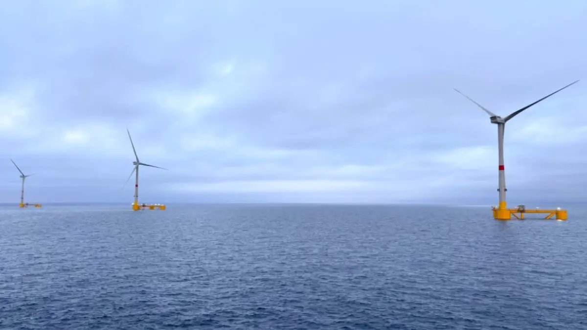 trei turbine asigura energie curata pentru 50 000 de oameni prima ferma eoliana plutitoare din lume integrata in natura inagurata