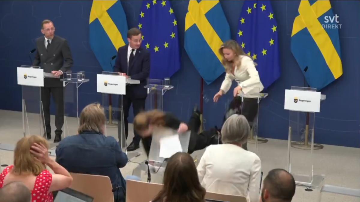 ministra sanatatii din suedia a lesinat in timpul unei conferinte de presa in direct