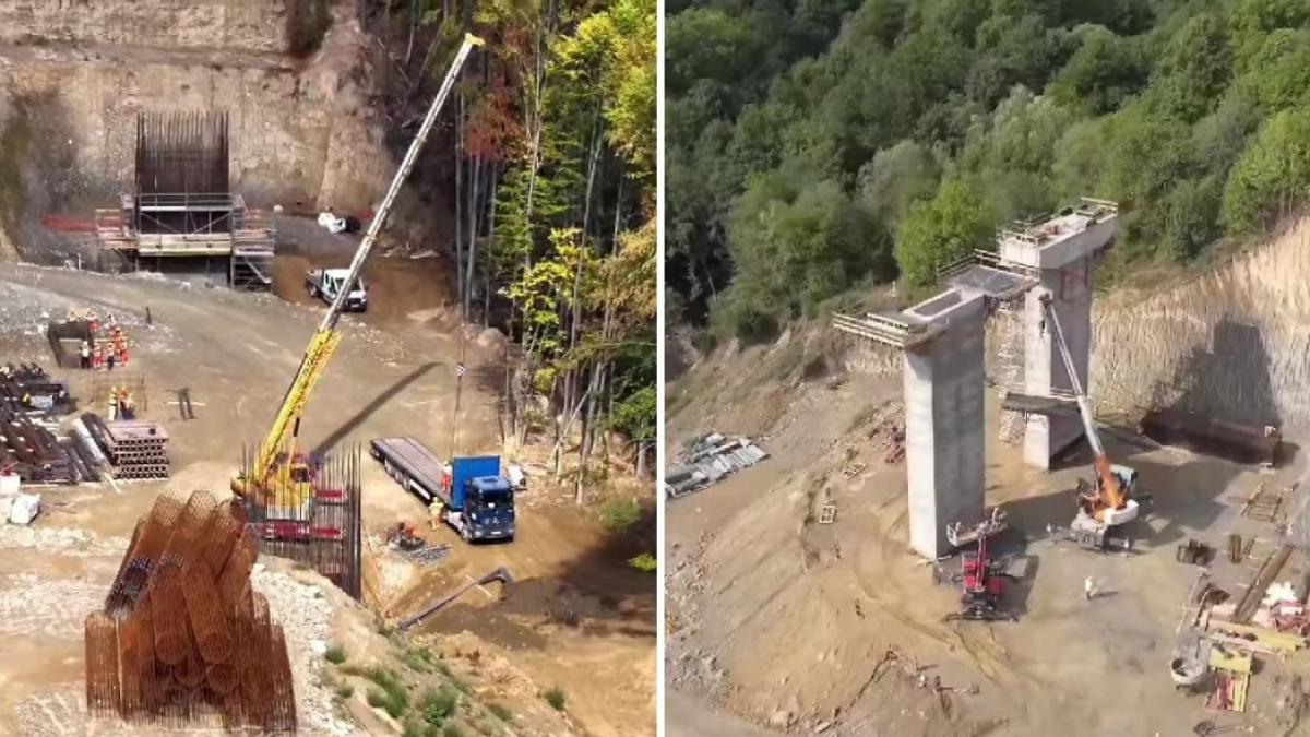imagini de pe santierul autostrazii sibiu pitesti pe sectiunea 3 se foloseste o tehnologie cum nu a mai existat in romania