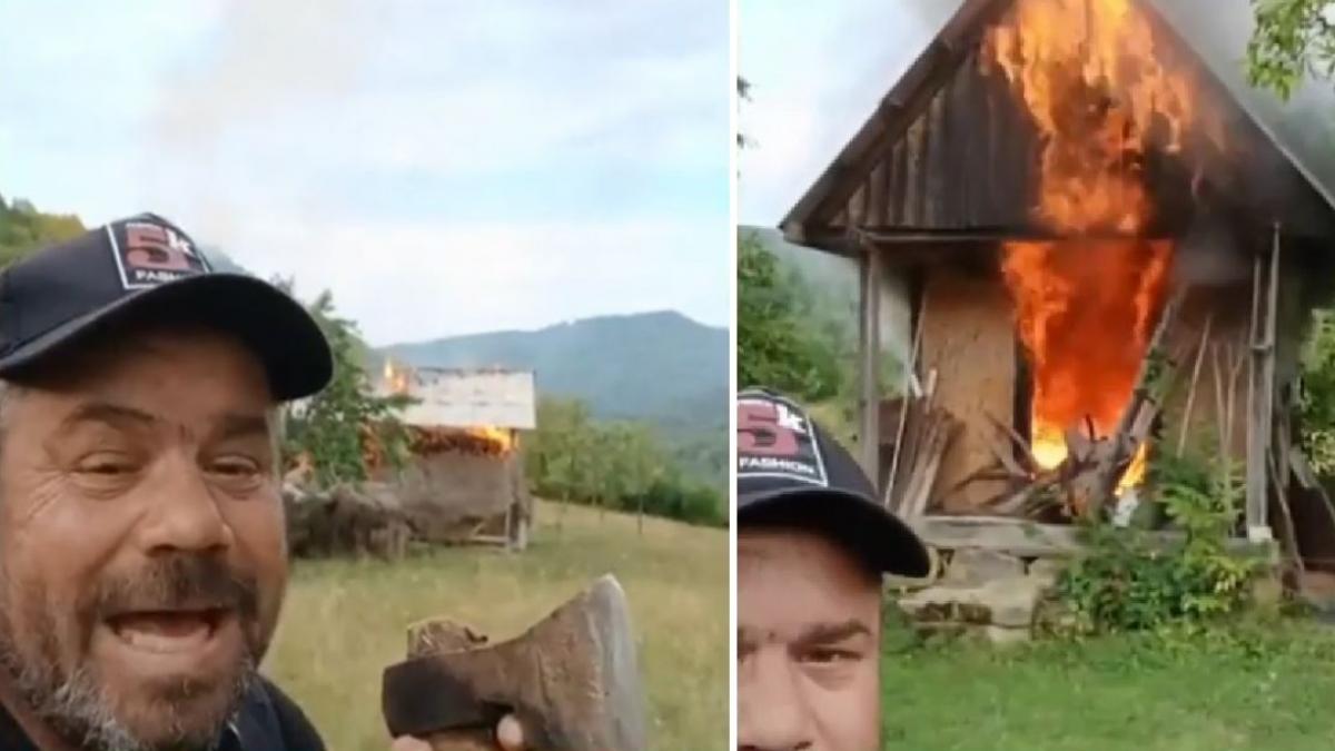 imagini socante in maramures un recidivist a incendiat bunurile unui vecin a facut live uri si s a ascuns intr o padure de politisti