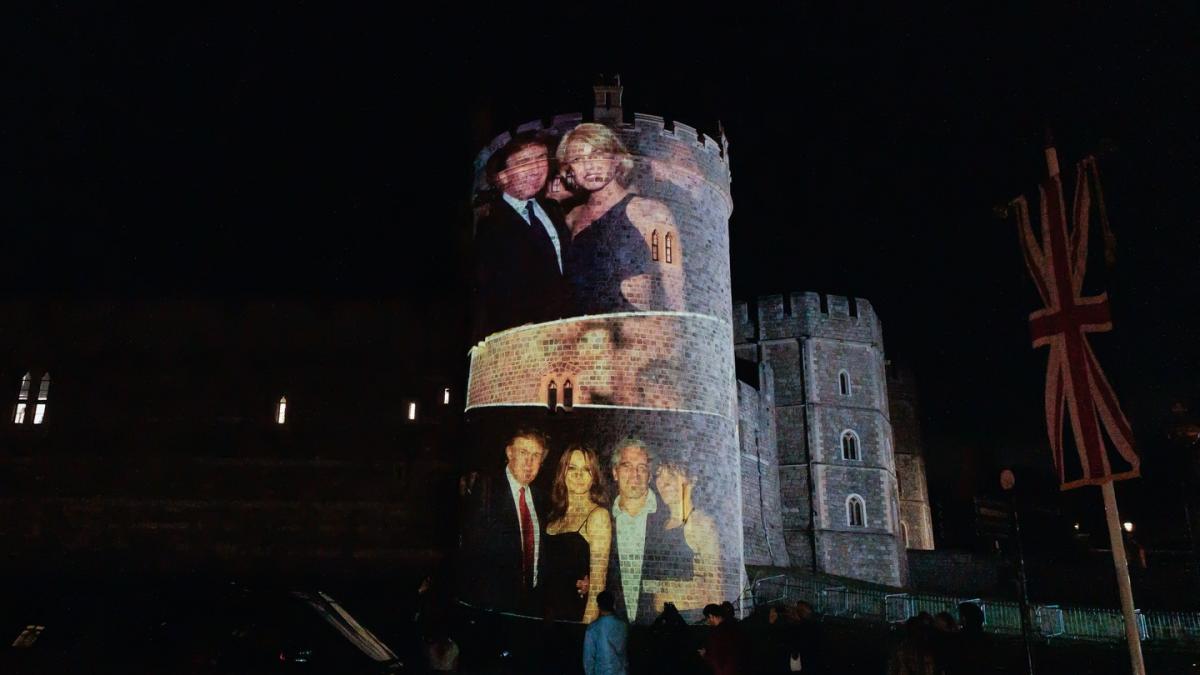 poze cu trump si epstein au fost proiectate pe castelul windsor din marea britanie patru oameni au fost arestati