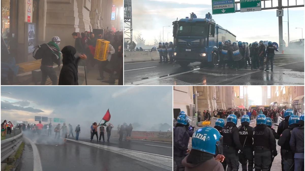 proteste violente pro palestina in italia politisti atacati cu bate si pietre acestia au folosit gaze lacrimogene si tunuri cu apa