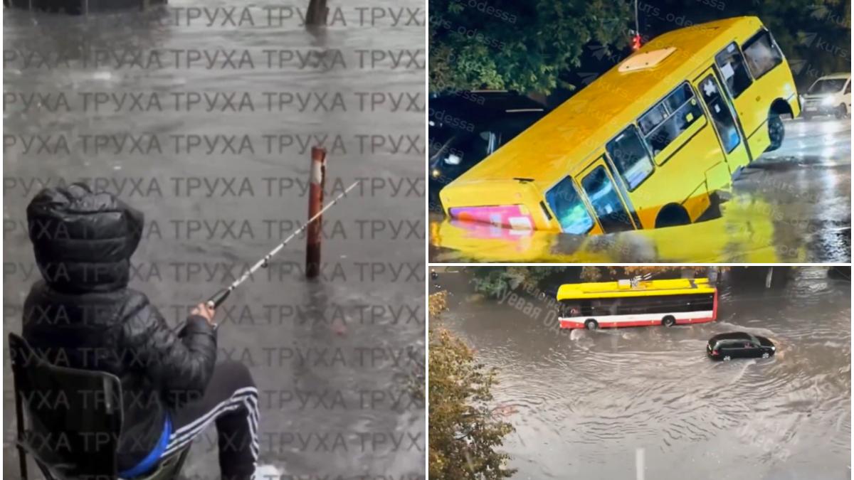 noua morti in odesa unde a plouat in cateva ore cat intr o luna strazile s au transformat in rauri pana de curent in tot orasul