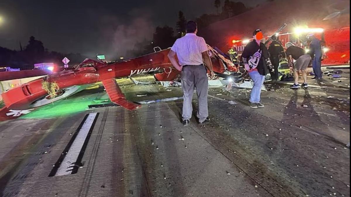 un elicopter medical s a prabusit pe o autostrada din sacramento trei persoane sunt in stare critica