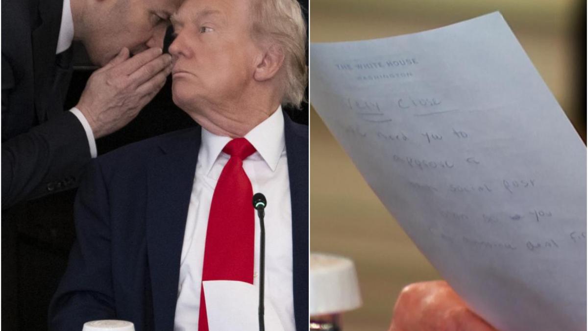 biletul misterios primit de donald trump chiar in timpul unui eveniment la casa alba suntem foarte aproape