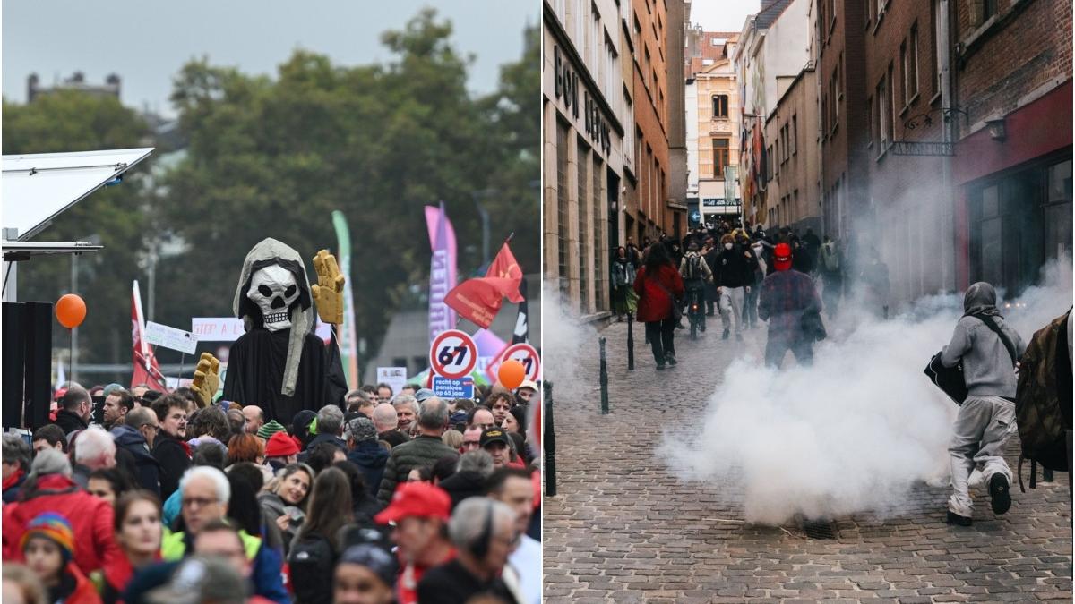 belgia e zguduita de proteste violente aeroporturile din bruxelles sunt blocate protestatarii se bat cu politia
