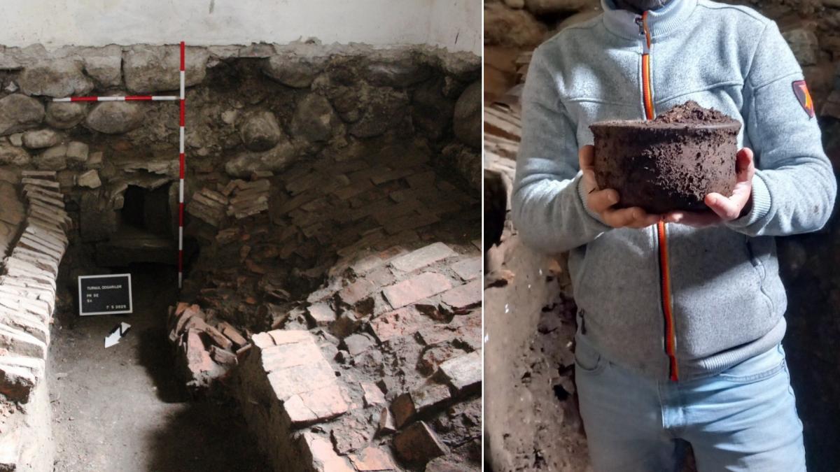 descoperire arheologica importanta la o cetate medievala din romania s a gasit o groapa misterioasa cu artefacte in turnul dogarilor