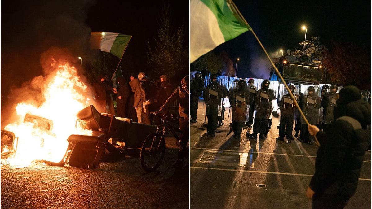 revolta anti migranti in dublin oamenii au incendiat masina politiei dupa ce un azilant a agresat sexual o fetita