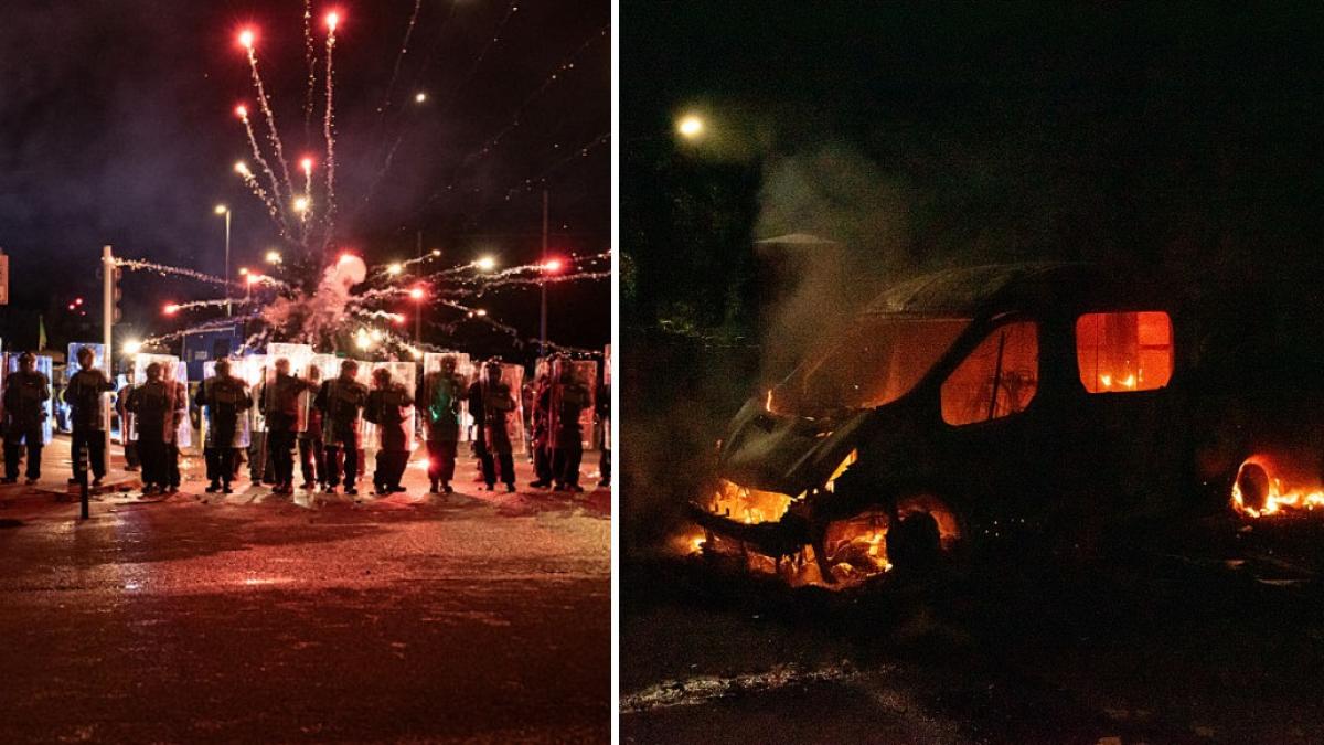 a treia noapte de violente la dublin politistii au fost atacati cu pietre si artificii in timpul protestelor antimigratie