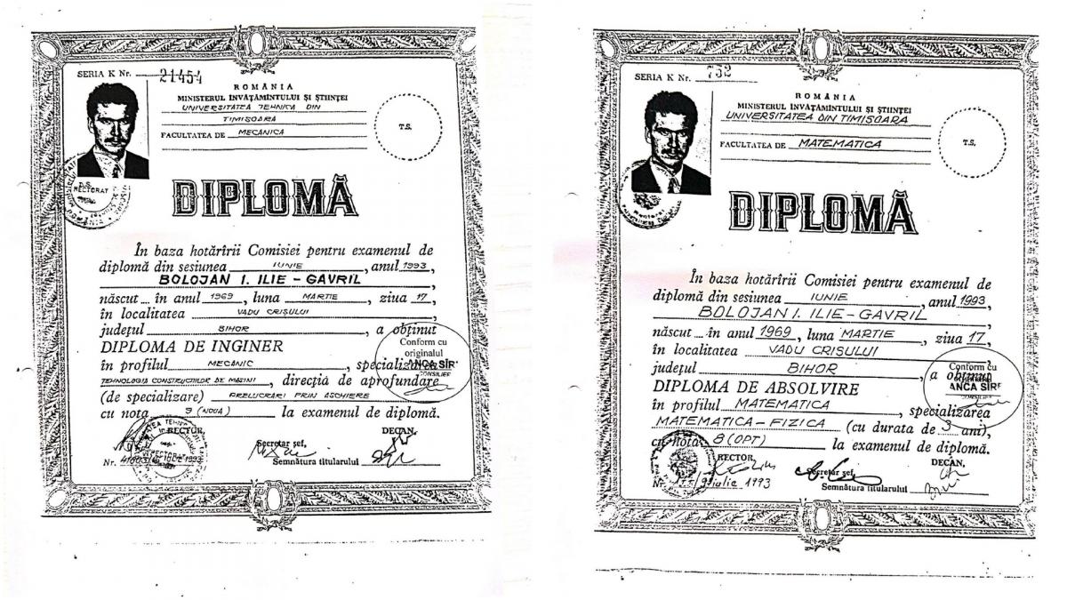 ilie bolojan si a pus diplomele de absolvire si de inginer pe facebook dupa ce s a speculat ca cv ul lui lipsesc niste ani de studii