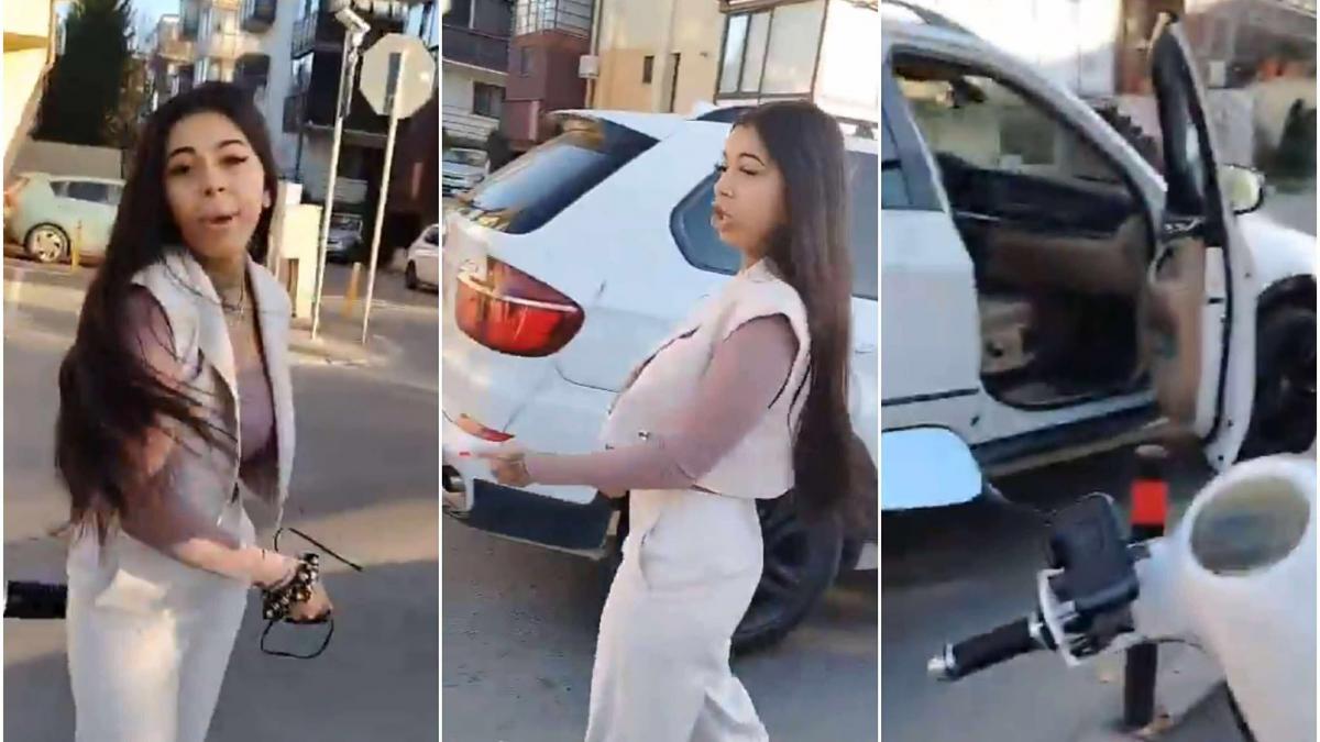 scene scandaloase un livrator strain a fost batut cu un cablu de o femeie furioasa dupa un conflict in trafic