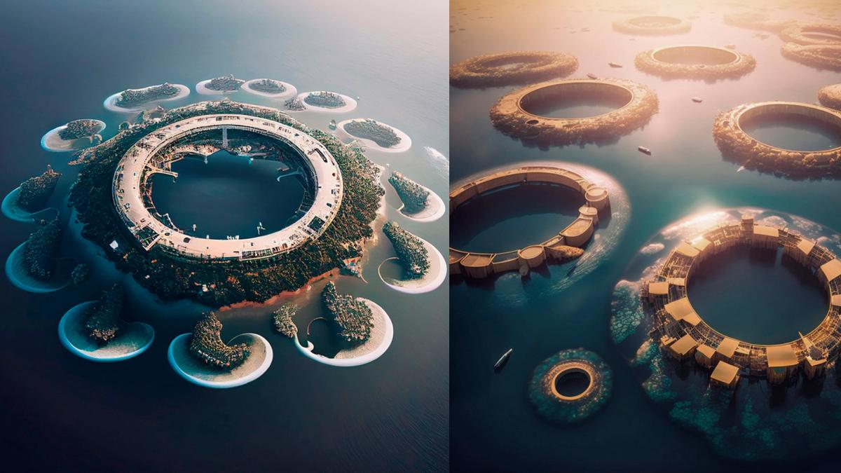 polimeropolis este un oras futurist propus ca solutie pentru marea insula de gunoaie din pacific cum ar arata inelele urbane pe apa