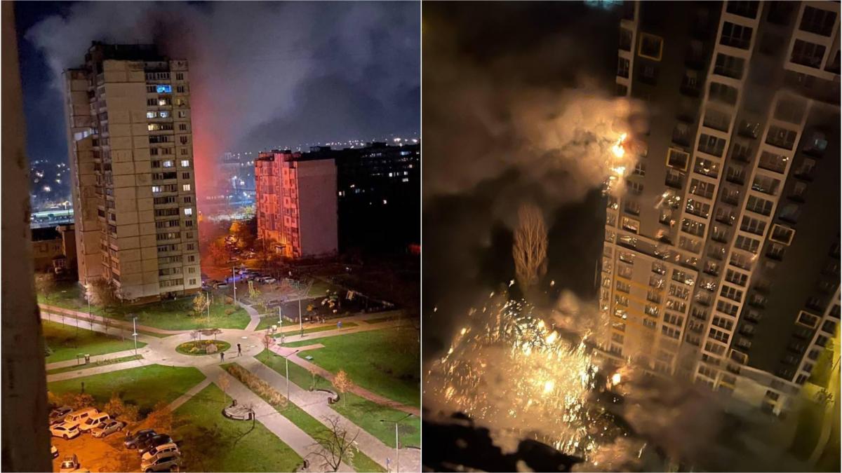 clipe de groaza in kiev rusii au atacat capitala toata noaptea cu drone si rachete zeci de cladiri afectate si 16 raniti