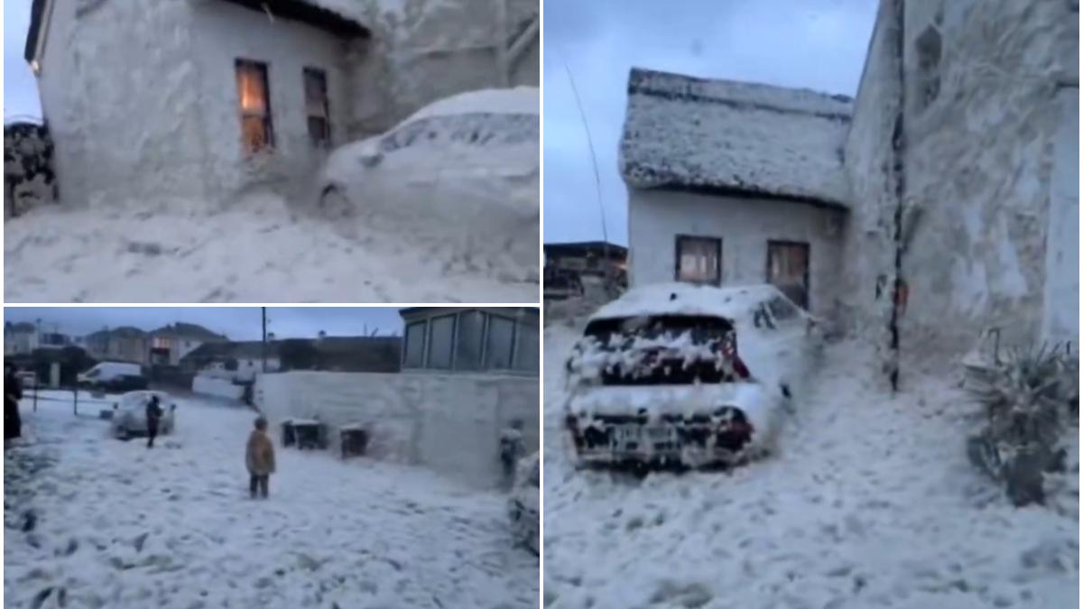 o ferma din irlanda a fost acoperita integral de spuma de mare localnicii spun ca nu au mai vazut niciodata asa ceva