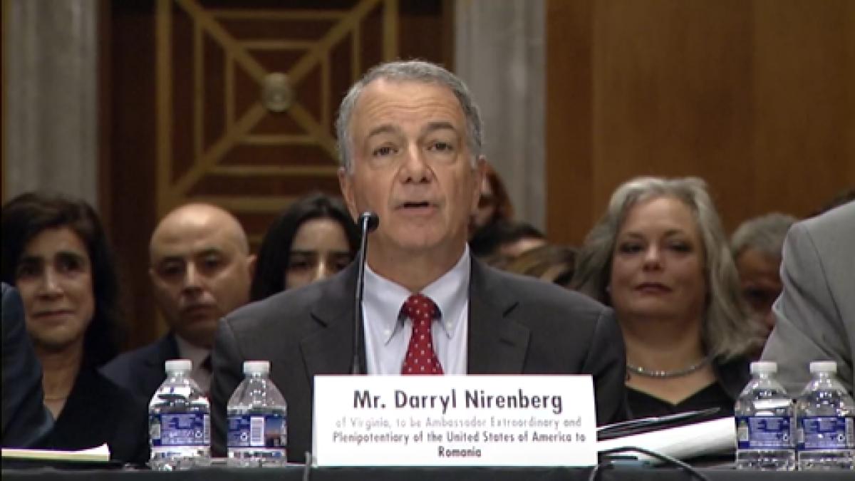 Darryl Nirenberg, viitorul ambasador al SUA la București, a fost audiat: „Relația cu România nu a fost niciodată mai importantă”