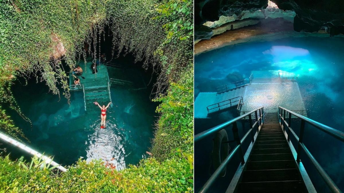 grota cu apa calda unde turistii inoata printre fosile de monstri preistorici cum arata barlogul diavolului si de ce i se spune asa