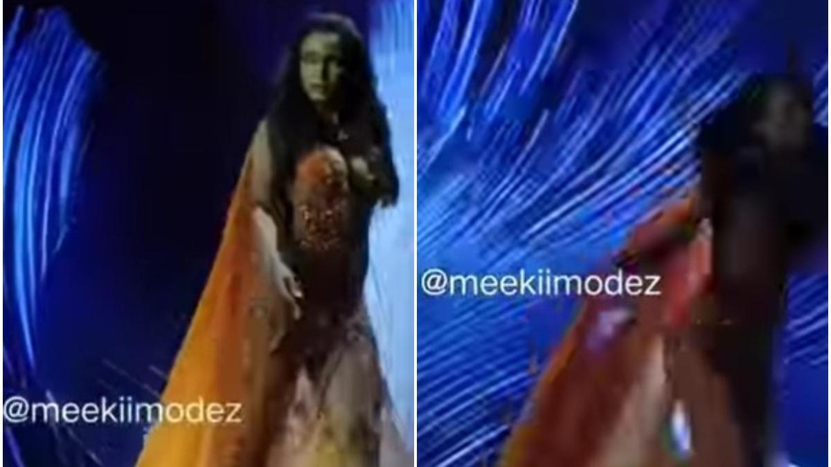 miss jamaica a cazut de pe podium in timpul rundelor preliminare ale concursului miss universe si a ajuns la spital