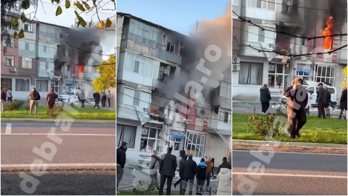 explozie urmata de un incendiu intr un bloc din judetul braila s a auzit o bubuitura puternica si au sarit geamurile