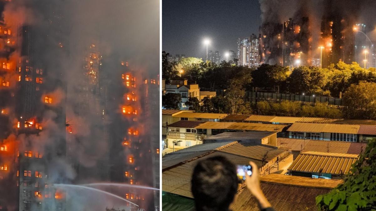haos in hong kong 4 morti intr un incendiu urias la un bloc cu 2 000 de locuinte focul se extinde inca sunt oameni blocati in case