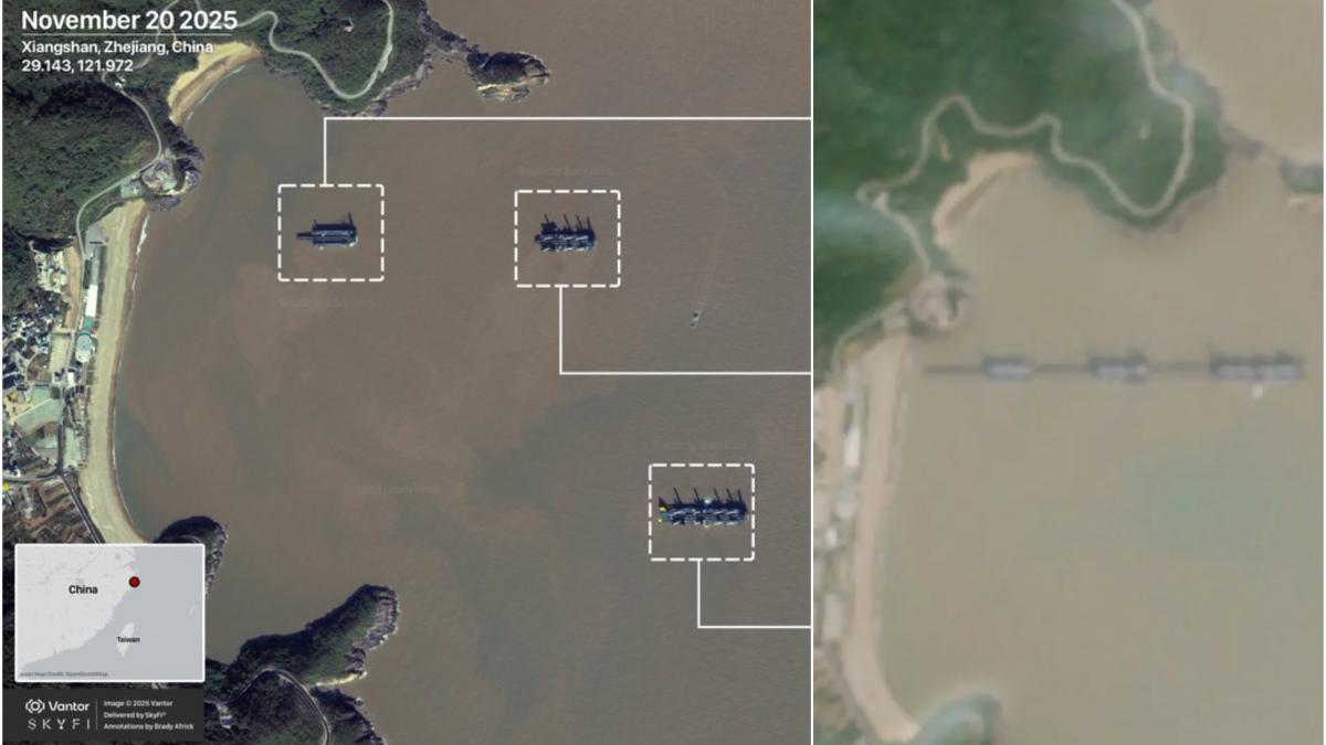 ziua z imagini din satelit surprind noi exercitii militare ale chinei pentru o invazie a taiwanului